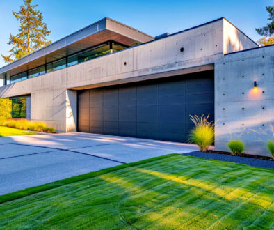 Funktionalität trifft auf modernes Design bei dieser Betongarage (Bild: Midjourney KI).